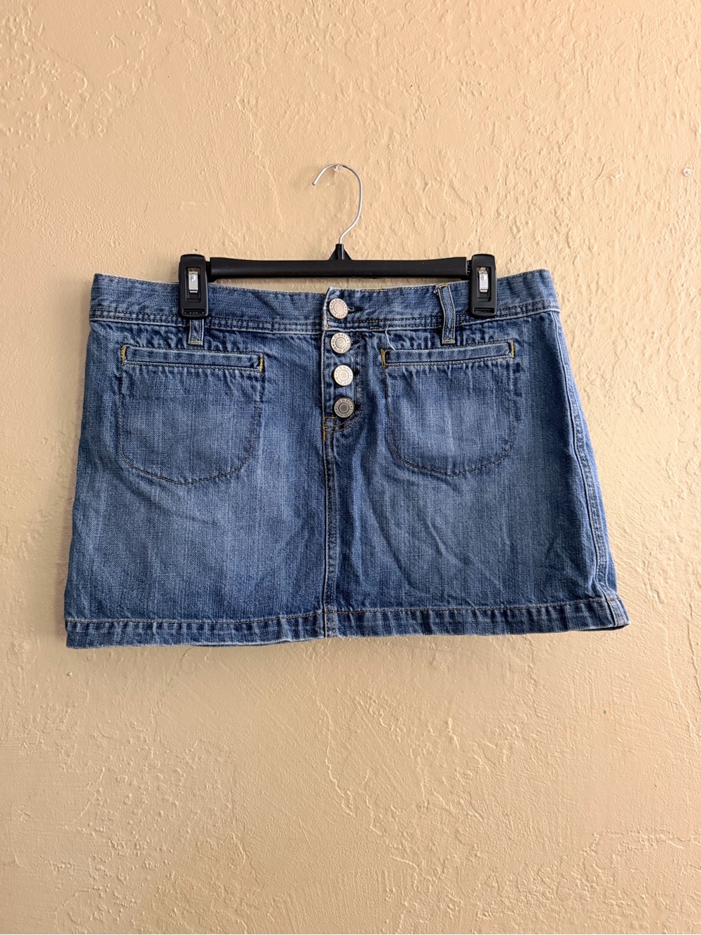 Classic Blue Denim Button-Front Mini Skirt - Picture 1 of 3